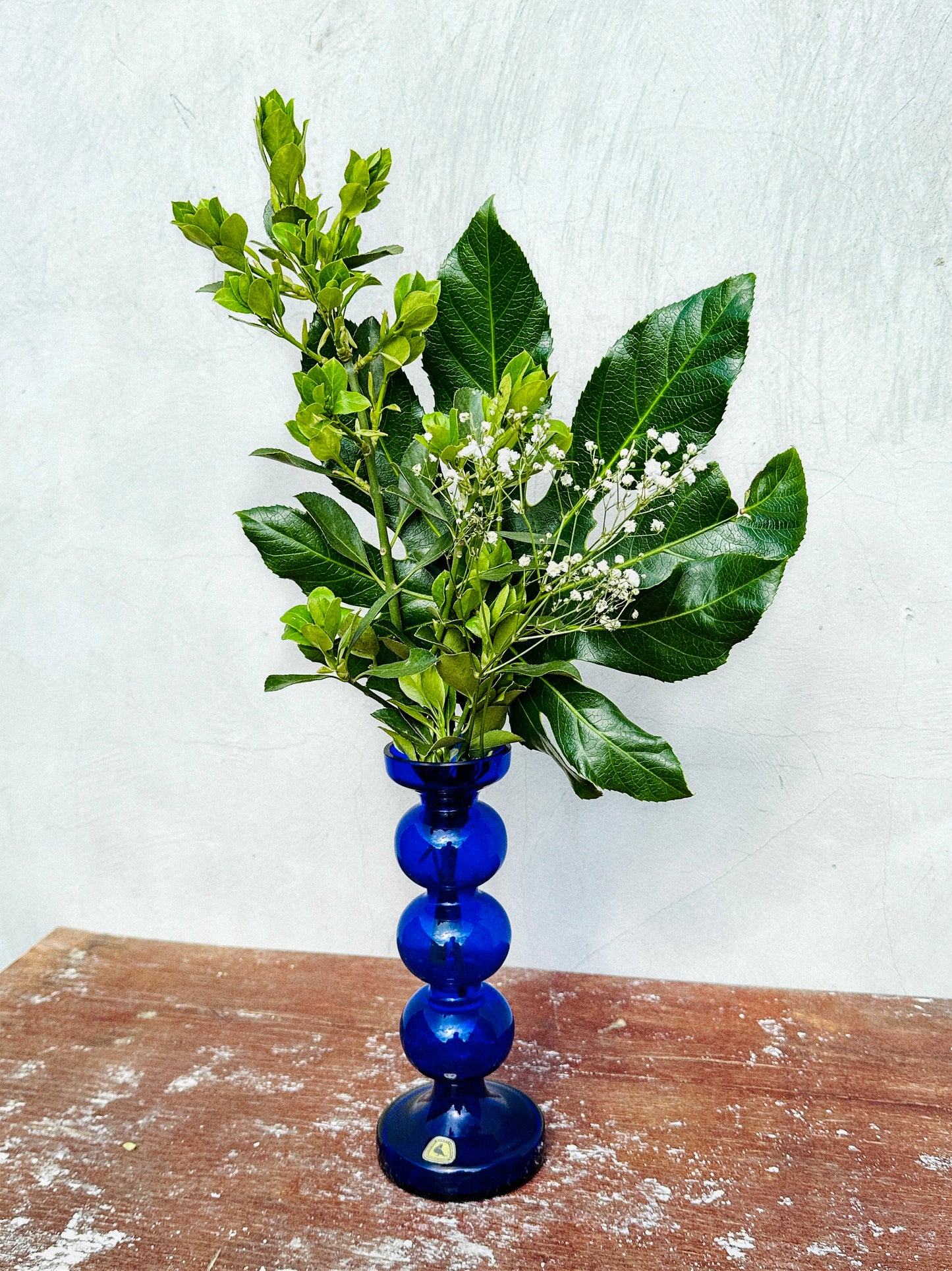 Mid-Century Alfred Taube Kristallfabrik for Vohenstrauss Crystal Cobalt Vase/Candle (West Germany, 1960s)