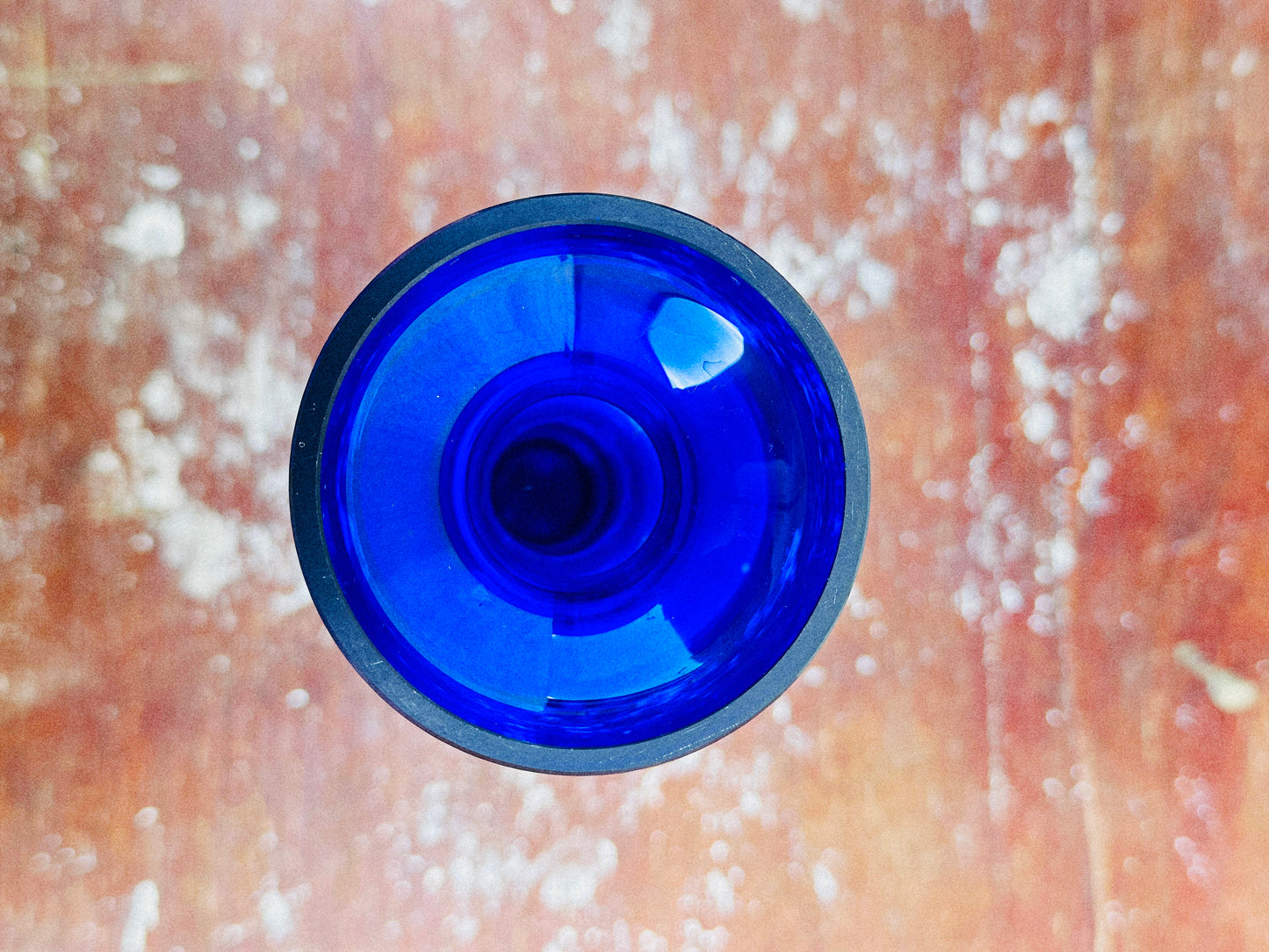 Mid-Century Alfred Taube Kristallfabrik for Vohenstrauss Crystal Cobalt Vase/Candle (West Germany, 1960s)