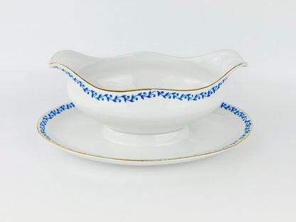 French Porcelain sauce boat with attached underplate (France - 1960s)