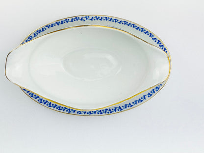 French Porcelain sauce boat with attached underplate (France - 1960s)