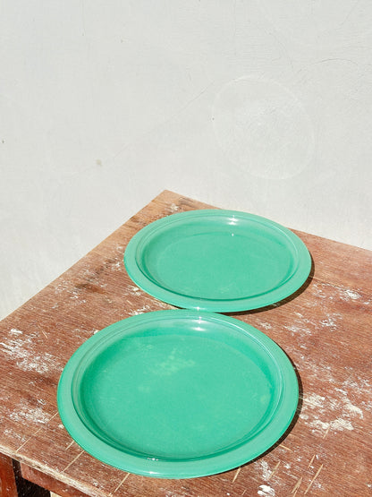 Vintage Mint Green Bormioli Rocco Italy Vetrorama Tempered Glass Plates & Bowls Set (Italy, 1960s)