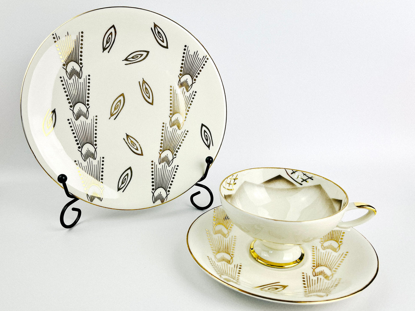 Art Deco Porcelain Breakfast Trio Set Schwarzenbach Bavaria (1920s)