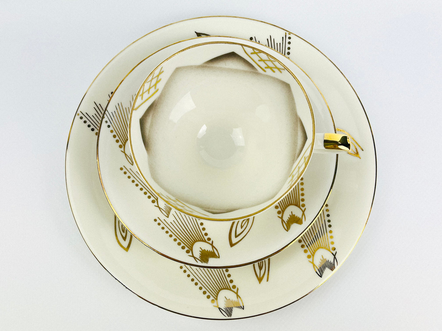 Art Deco Porcelain Breakfast Trio Set Schwarzenbach Bavaria (1920s)
