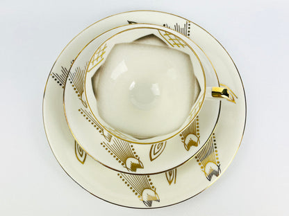 Art Deco Porcelain Breakfast Trio Set Schwarzenbach Bavaria (1920s)