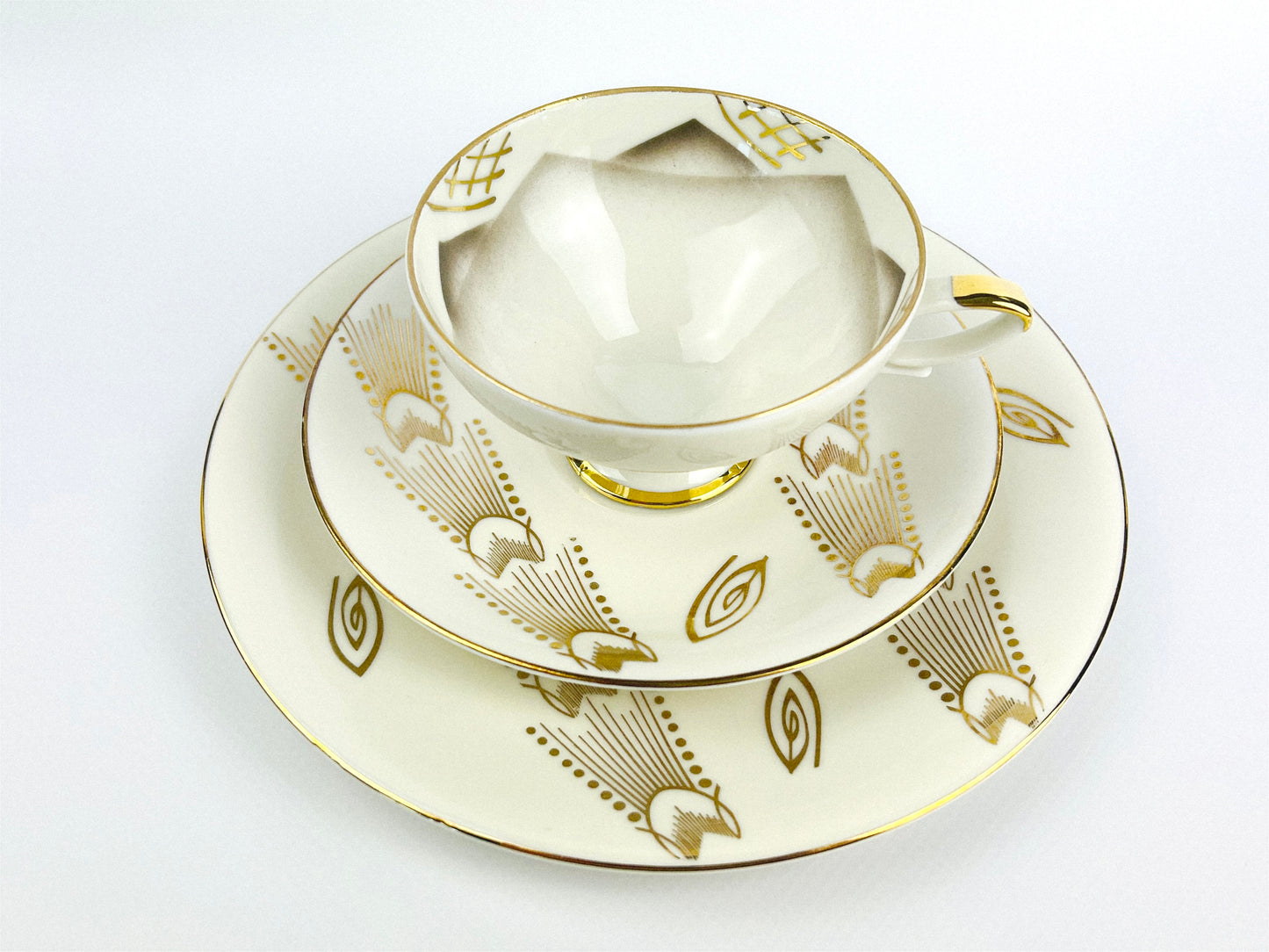 Art Deco Porcelain Breakfast Trio Set Schwarzenbach Bavaria (1920s)