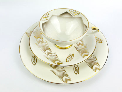 Art Deco Porcelain Breakfast Trio Set Schwarzenbach Bavaria (1920s)