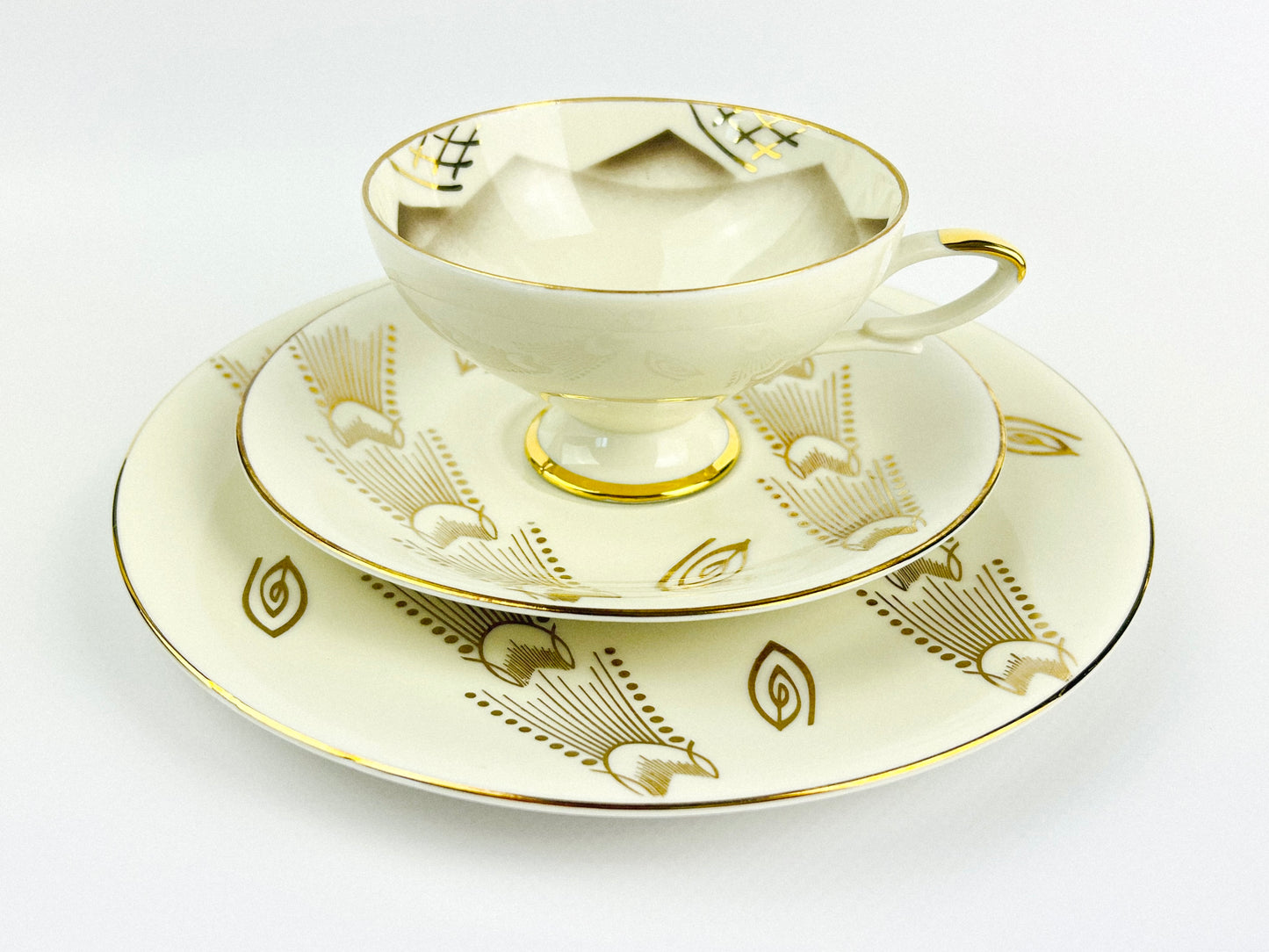 Art Deco Porcelain Breakfast Trio Set Schwarzenbach Bavaria (1920s)