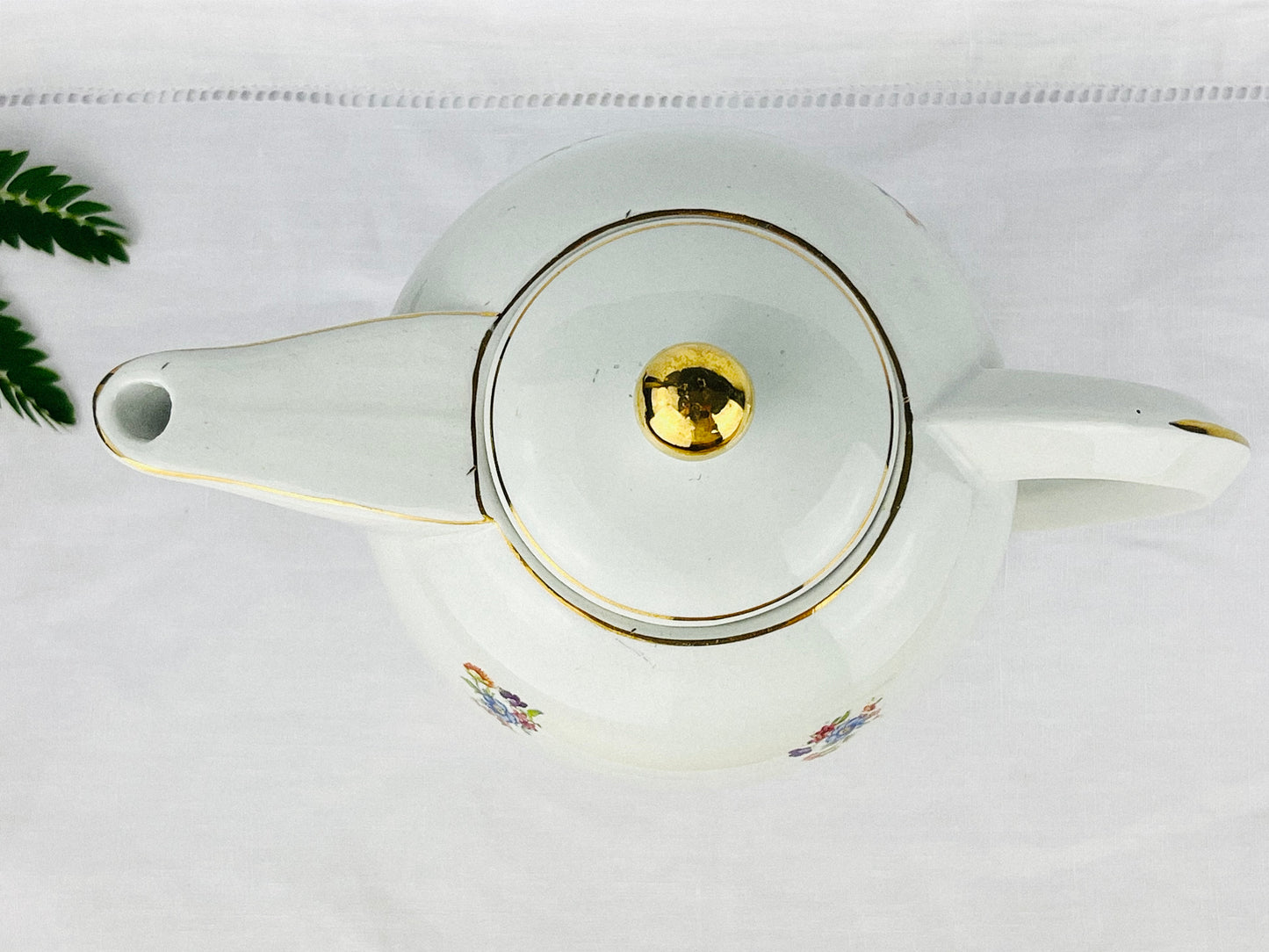 Rare Antique Saint-Amand-les-Eaux opaque-porcelain teapot (France, 1920s)